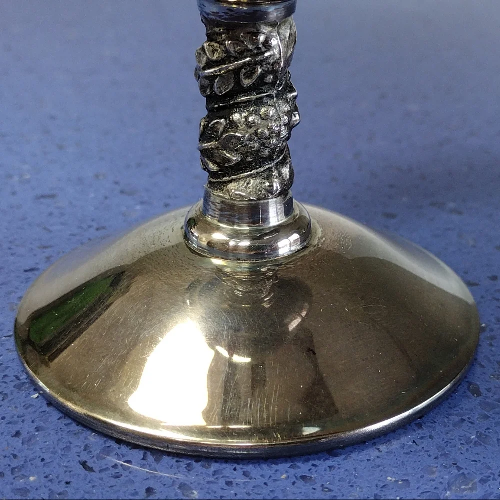 *Silver-Plated Ornate Stem Wine Champagne Goblet 5oz. Spain
